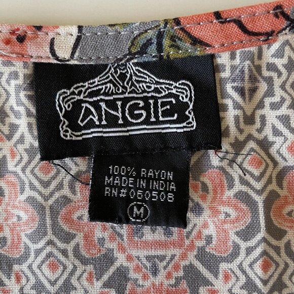 Angie Kimono Womens sz M Peach Floral Boho Festival Hippie Swim Beach Cover Up - Picture 4 of 7